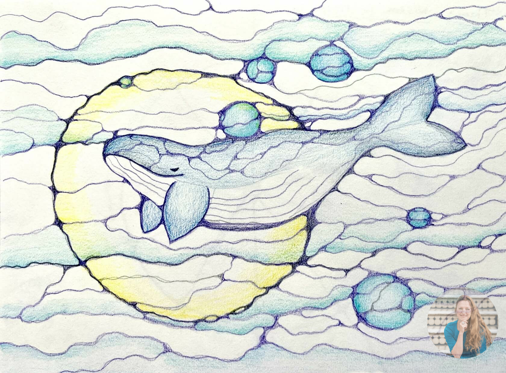 ‘The Flying Whale listens to the Moon’ - NeuroSketching drawing by Margarita Steinberg
