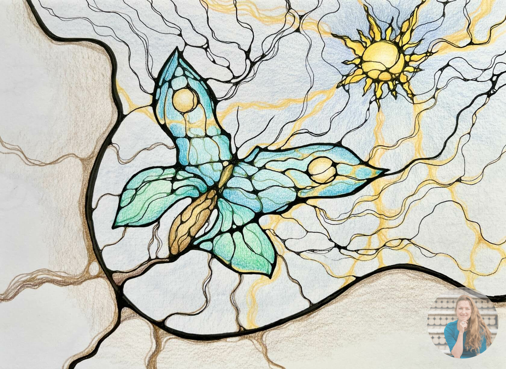 ‘Butterfly breaking out of her cocoon’ - NeuroSketching drawing by Margarita Steinberg