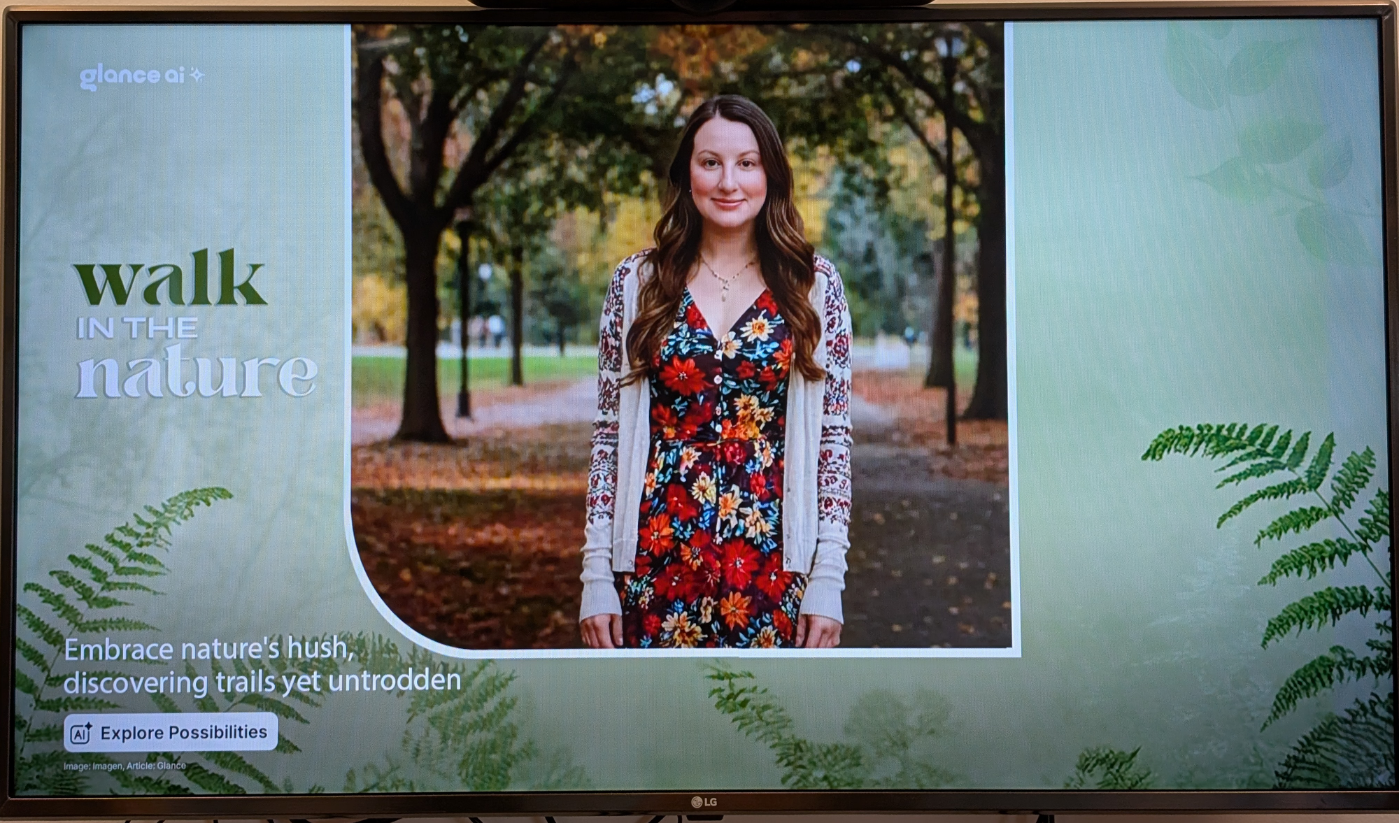 A photo of the author dressed in floral print.