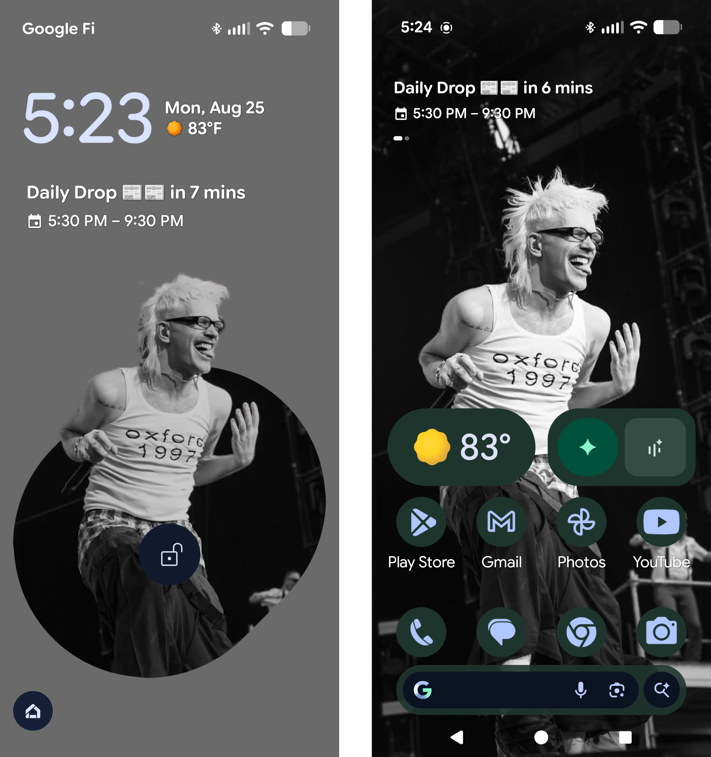 screenshot of the lock screen and home screen