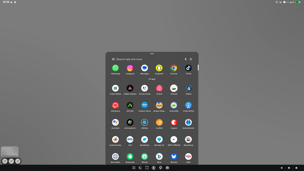 a screenshot of the desktop mode's app launcher on Android