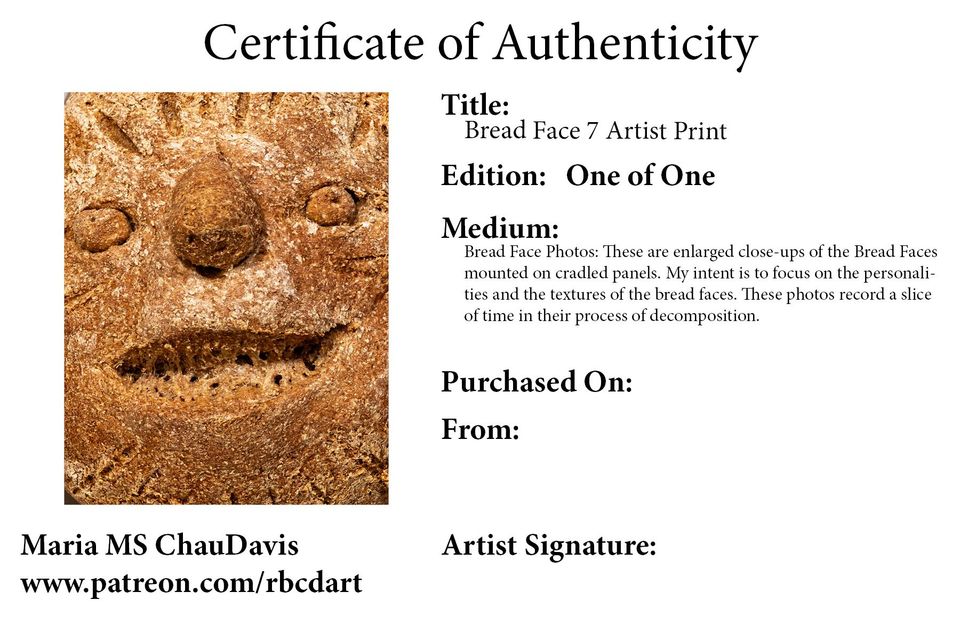The Even Better Bread Face Artist Prints by Maria ChauDavis, 9-21-2019
