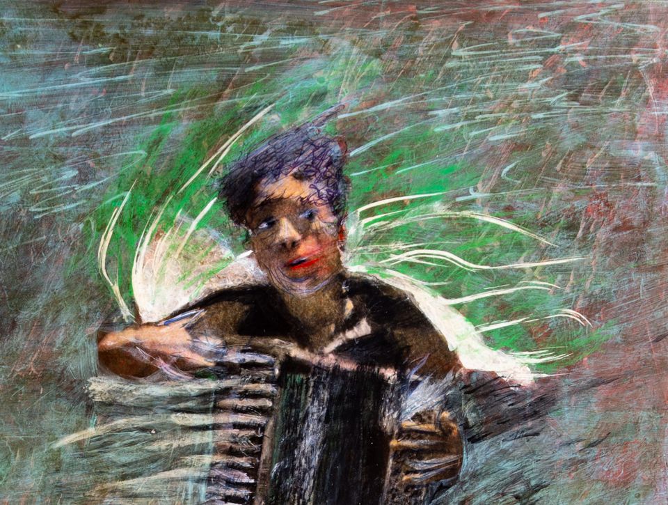 Accordion Player During Ray at Night 2009, 5-11-2024