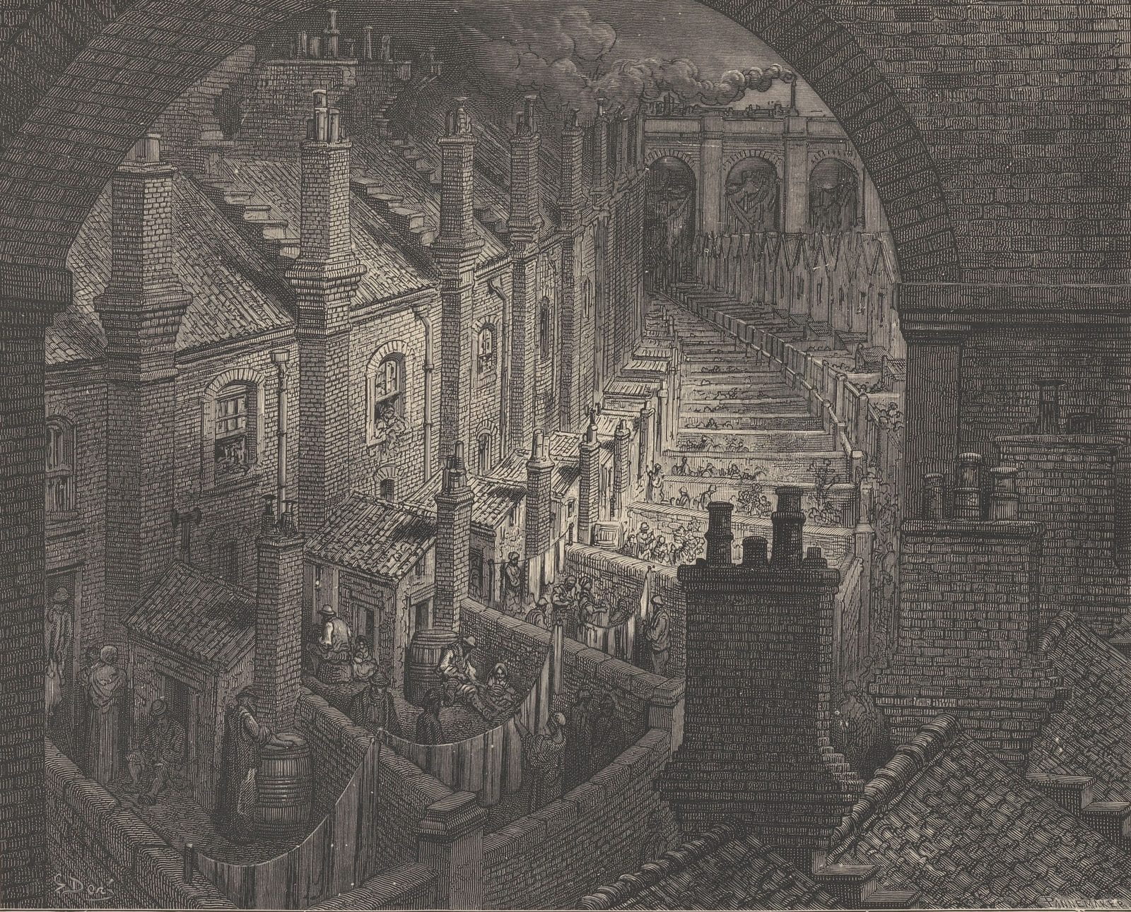 Over London by Rail, Gustave Doré, 1872, showing the smoke-choked industrial city.