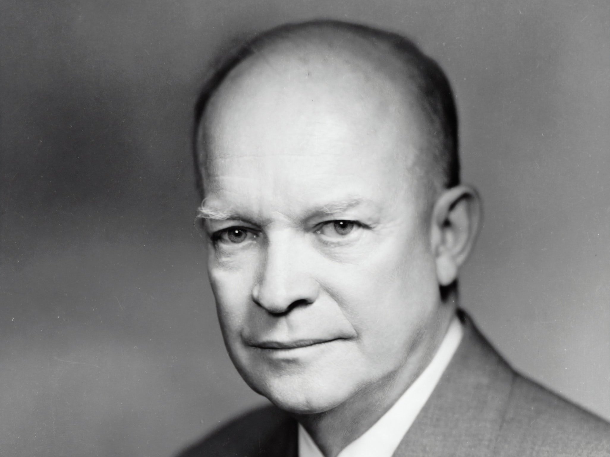 President Dwight D. Eisenhower in black and white.