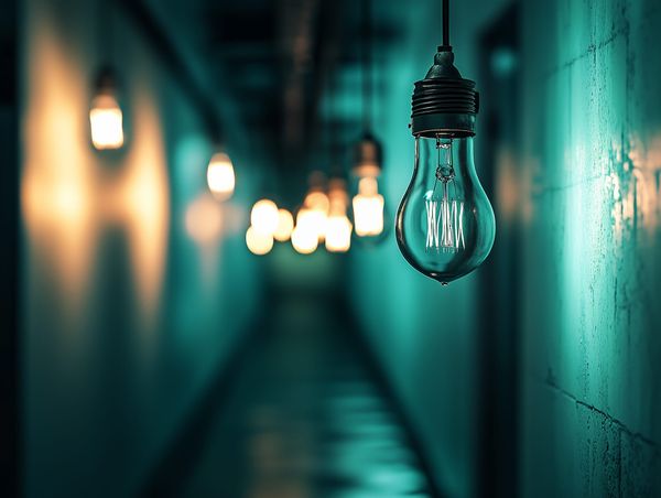 A single clear bulb shines brightly in a dim corridor, symbolising clarity in pursuing what truly matters.