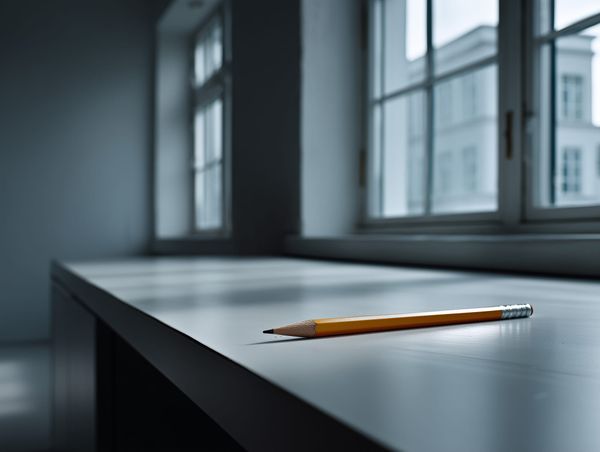 Minimal desk with a single pencil in soft window light, symbolising starting small and making progress today.