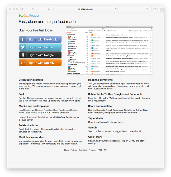 LDR→BQR　Feedを読むツール:BazQuxReader
