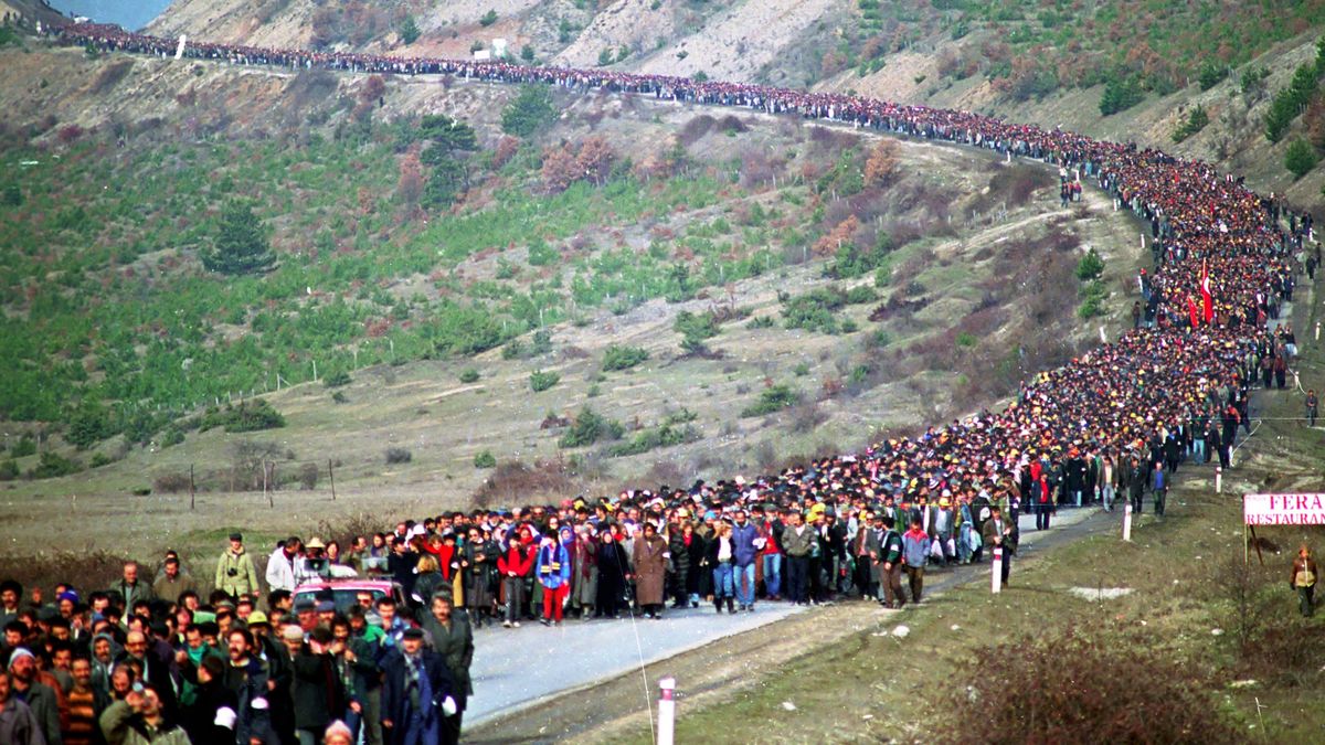 Büyük Madenci Yürüyüşü, 1991. Fotoğraf: AA.
