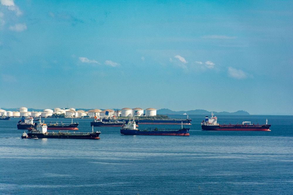 A large crude-oil tanker under way on open sea