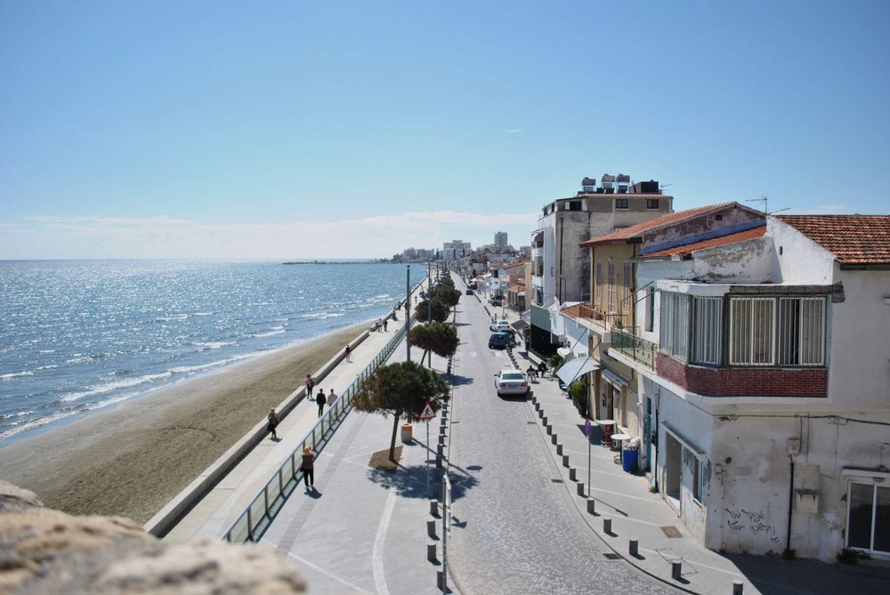 New residential apartment blocks along the Larnaca seafront in Cyprus