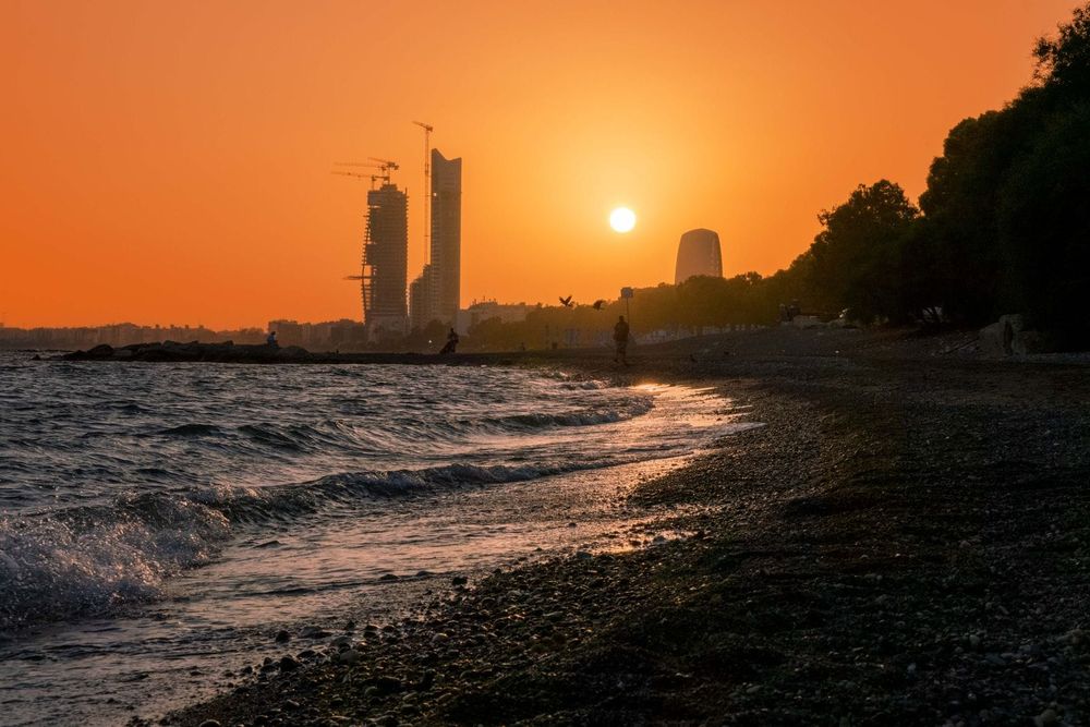 Modern high-rise residential towers along the Limassol seafront in Cyprus