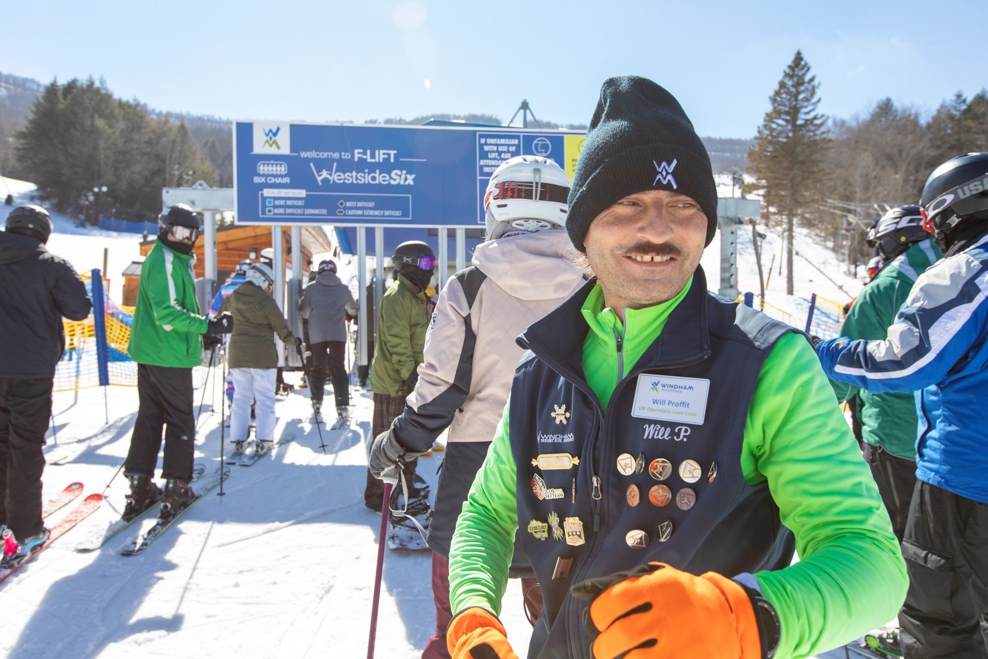 Will&nbsp;is the familiar face that keeps the flow going through the corrals.  Photo courtesy of Windham Mountain Club.