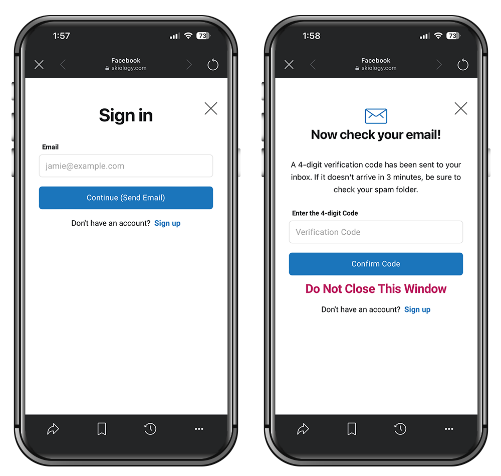 You can now sign into our site using the browser within Facebook, Instagram, and Twitter.