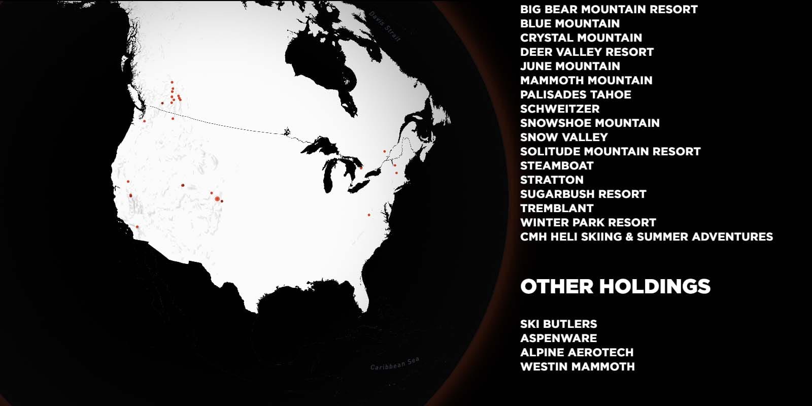 Alterra's current holdings sans the pending Arapahoe Basin purchase as appears on their website.
