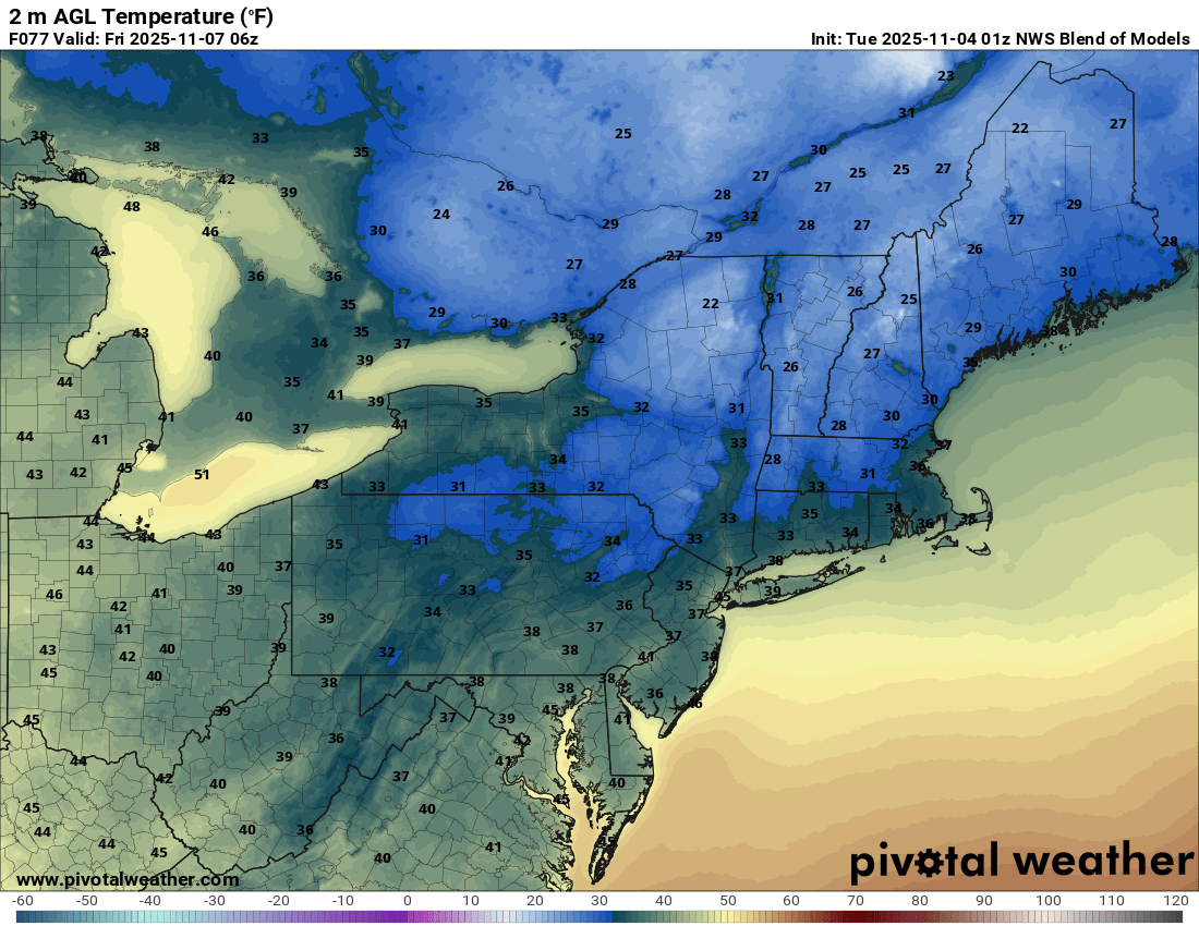Temperatures at 1AM Friday.