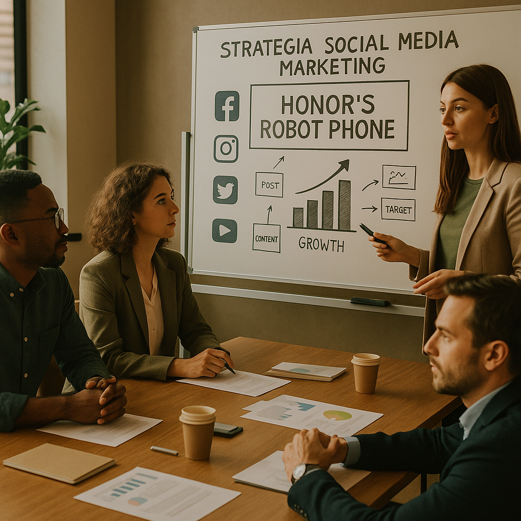 Rappresentazione grafica di Honor’s Robot Phone con focus sulla fotocamera e sull’assegno di progettazione