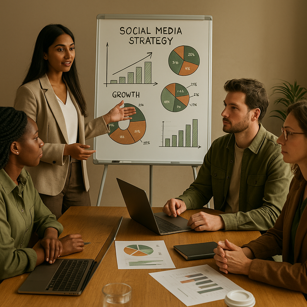 Dashboard met Australische socialmediastatistieken en concept voor marketingstrategie in 2026