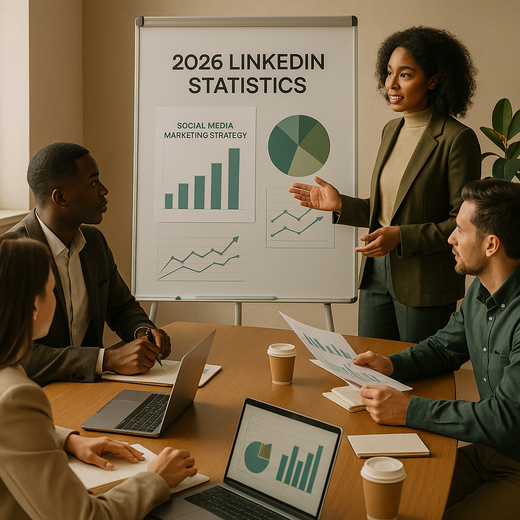 LinkedIn analytics dashboard with charts showing engagement and audience growth for social media marketers