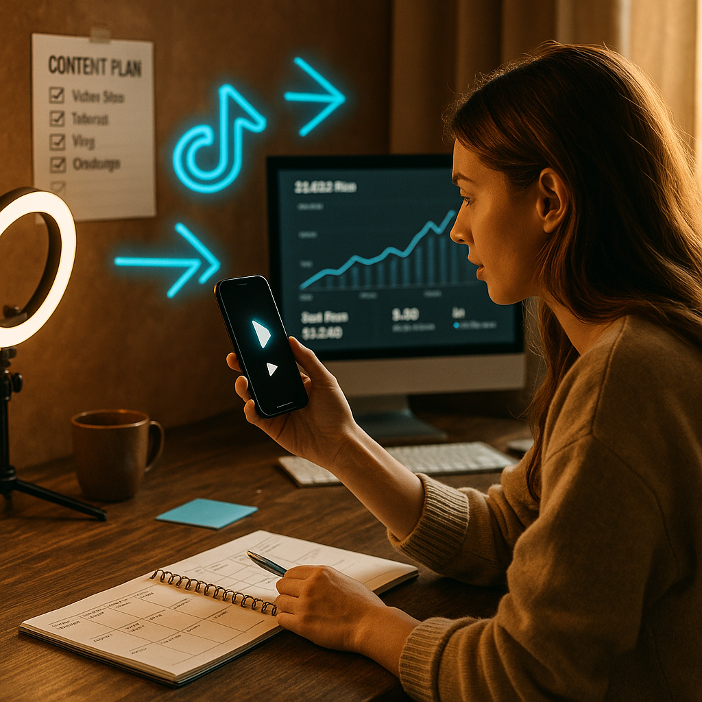 Creator reviewing TikTok updates and timeline notes for 2026 growth planning