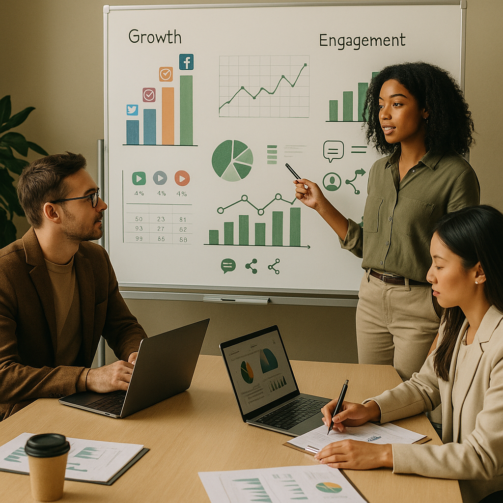 Dashboard que muestra analíticas e insights de redes sociales