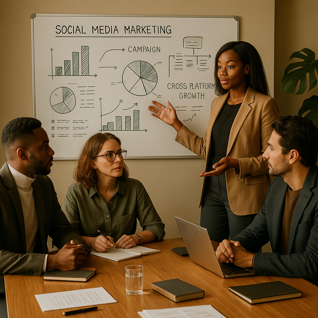 Dashboard con metriche di AI citation tracking e menzioni delle fonti per una strategia social media marketing