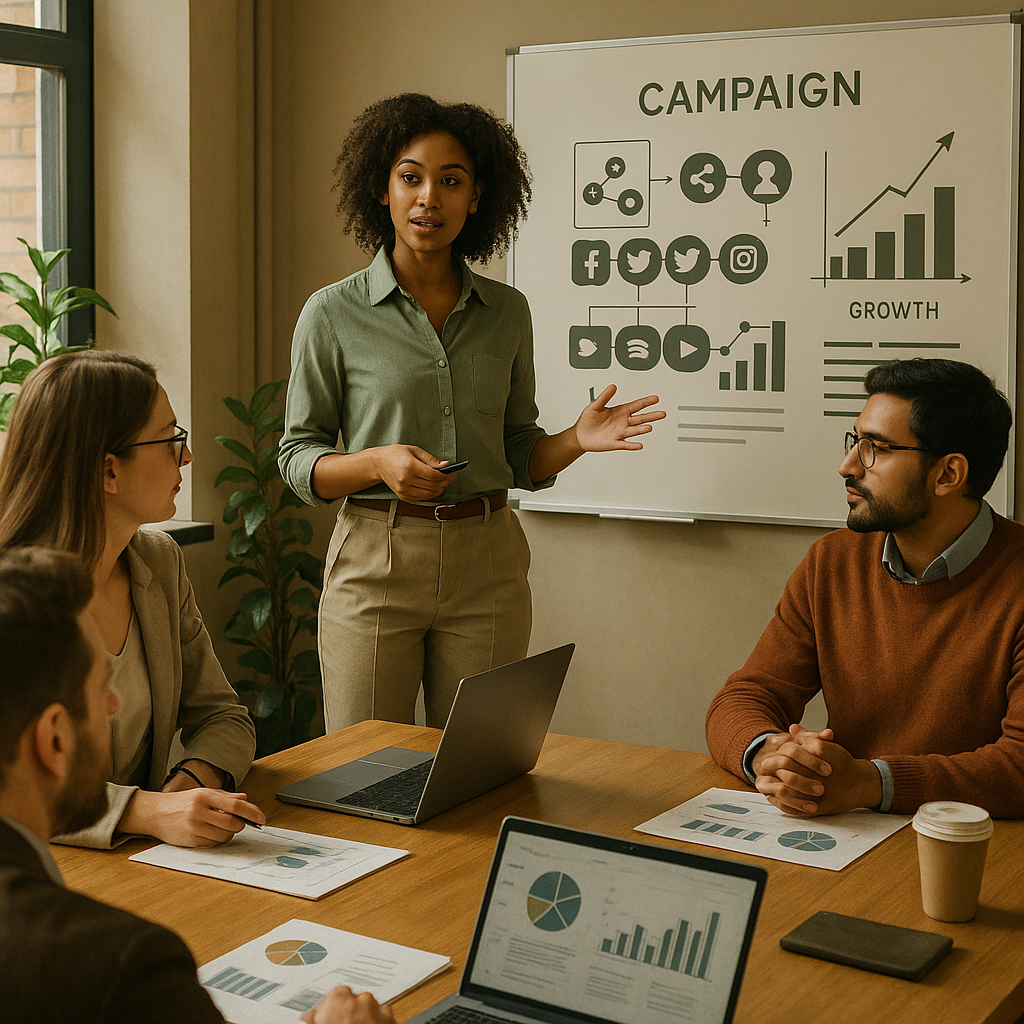 Dashboard met AI-citation tracking-metrics en bronvermeldingen voor een social media marketing strategie