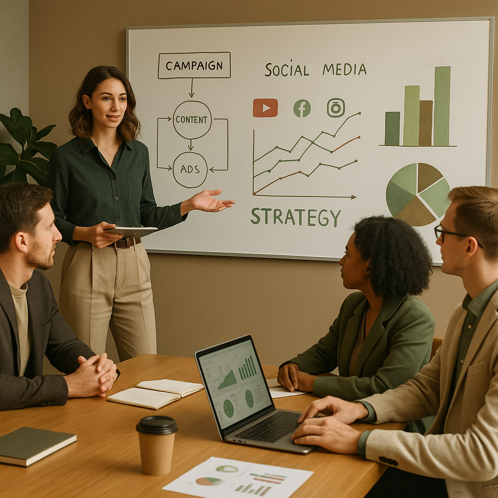 Team che analizza le performance sui social in un dashboard