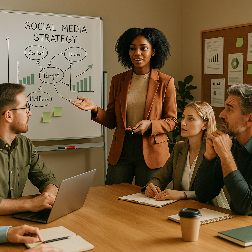 Criadores trabalhando com um fluxo de trabalho de imagem baseado em nós de IA em um estúdio moderno de conteúdo