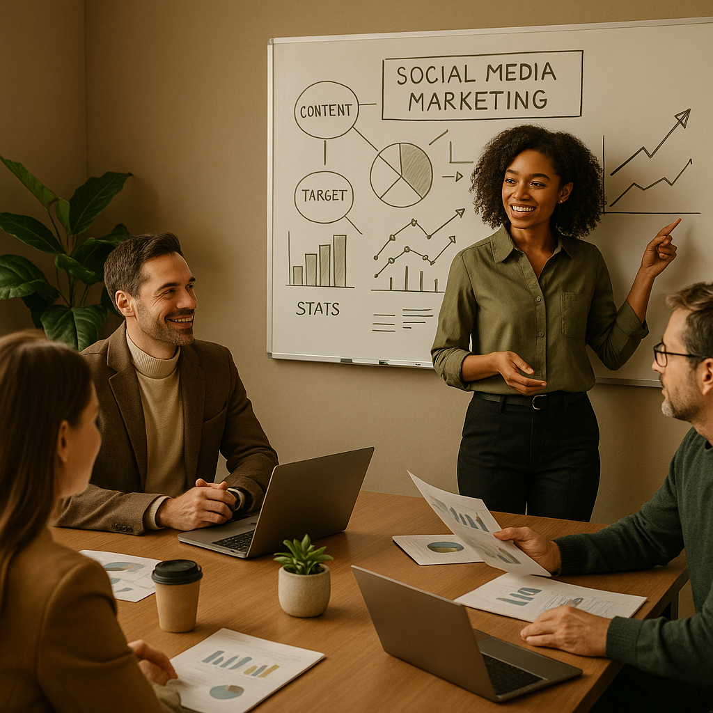 Marketeer bekijkt socialmediaconversies op een laptop in 2026.