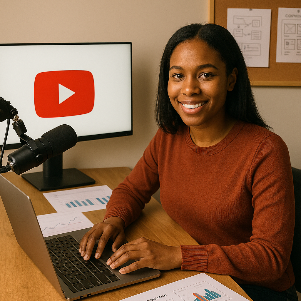 YouTube analytics and demand generation campaign dashboard on a laptop screen