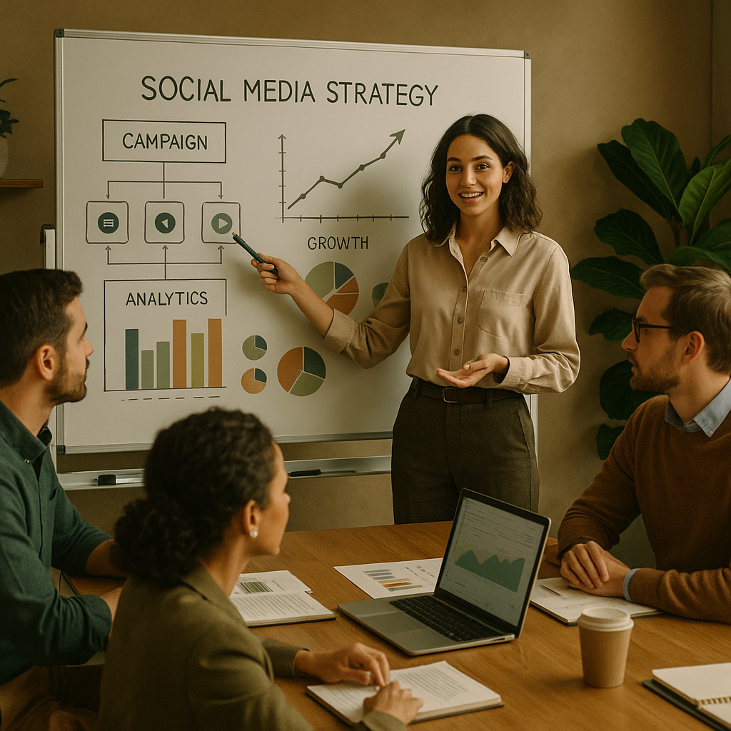 Icone astratte che rappresentano analisi e monitoraggio dei social media
