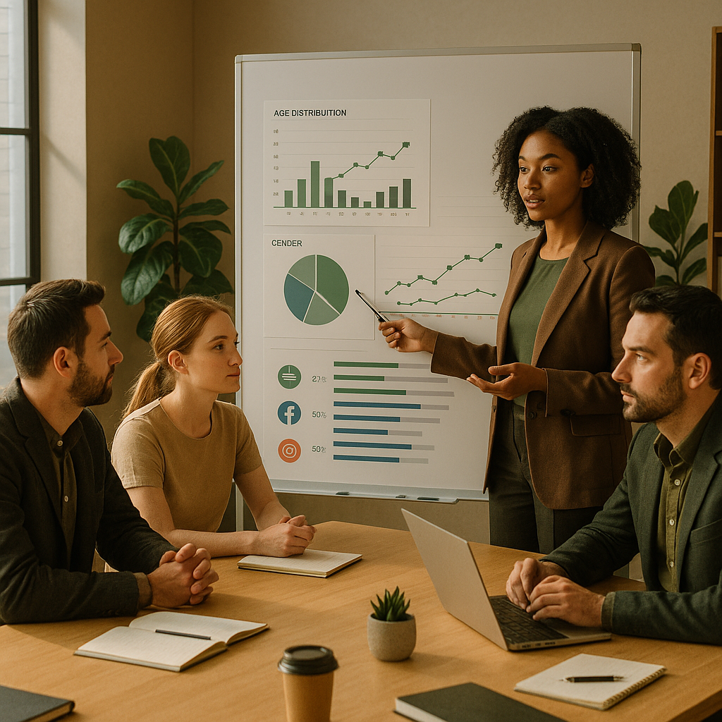 Analyste consultant des graphiques de démographie des réseaux sociaux au Royaume-Uni sur un ordinateur portable avec des icônes de plateformes pour planifier une stratégie 2026