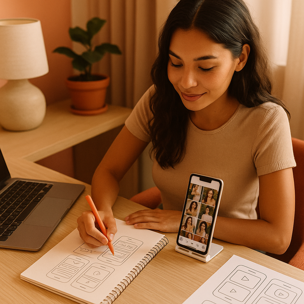 Person nutzt Smartphone mit Instagram-Branding und Analytics