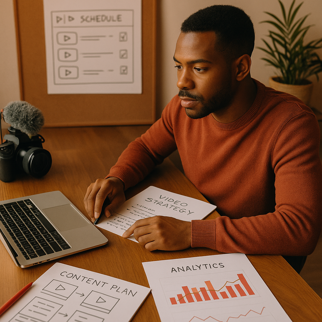 Illustration eines KI-Chatbots, der mit YouTube-Suchergebnissen interagiert