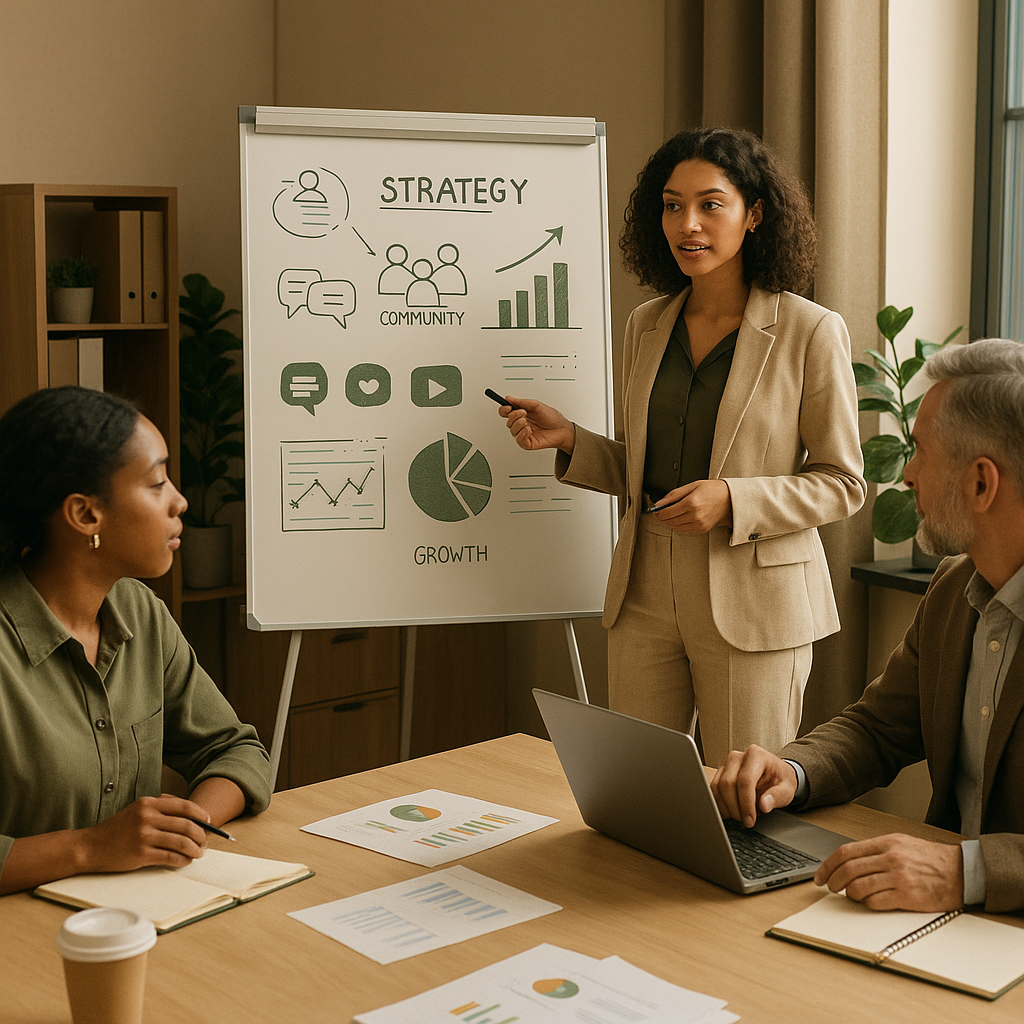 Equipe gerindo conversas e engajamento de uma comunidade em redes sociais em múltiplas plataformas