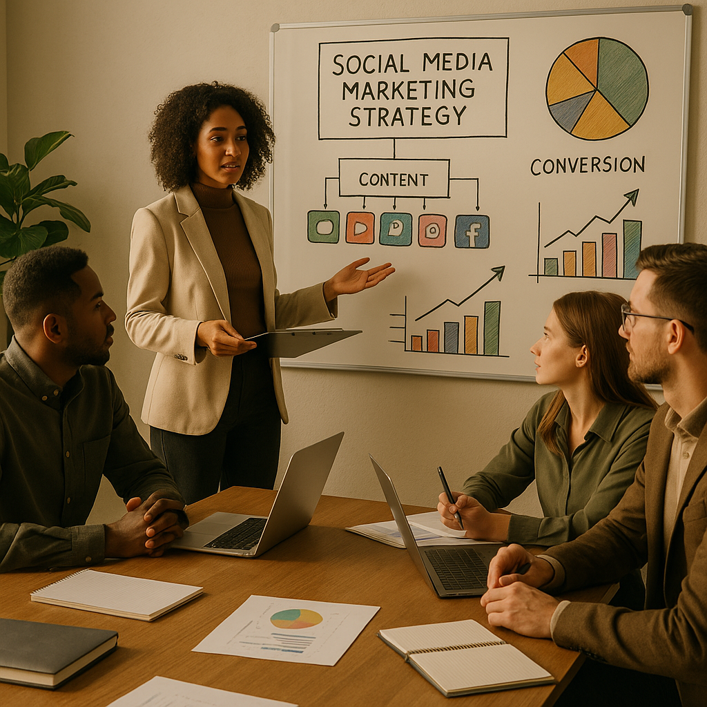 Marketer reviewing social media conversion metrics on a laptop in 2026.