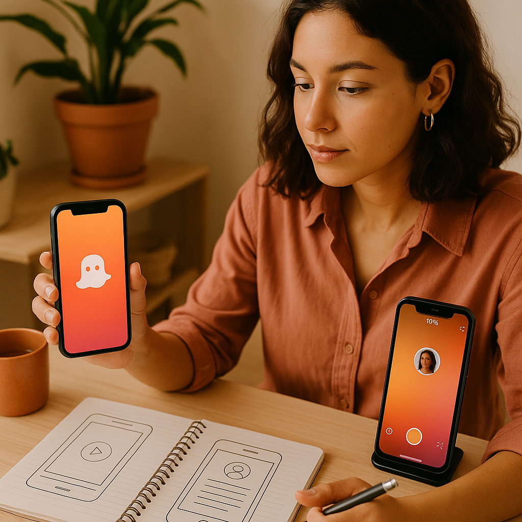 Instagram-App-Oberfläche mit einer Snapchat-inspirierten Story-ähnlichen Funktion