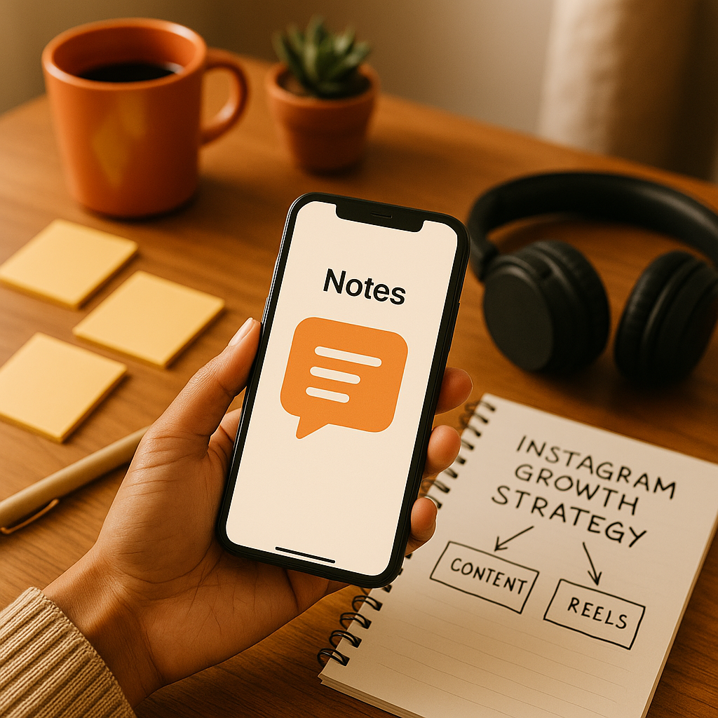 A smartphone screen showing Instagram Notes stacked with short messages