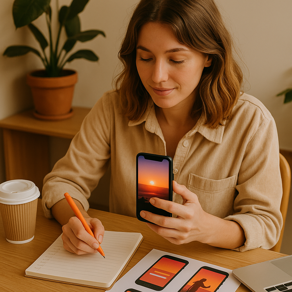Concept van de Instagram-interface voor de Instants-app met verdwijnende foto’s