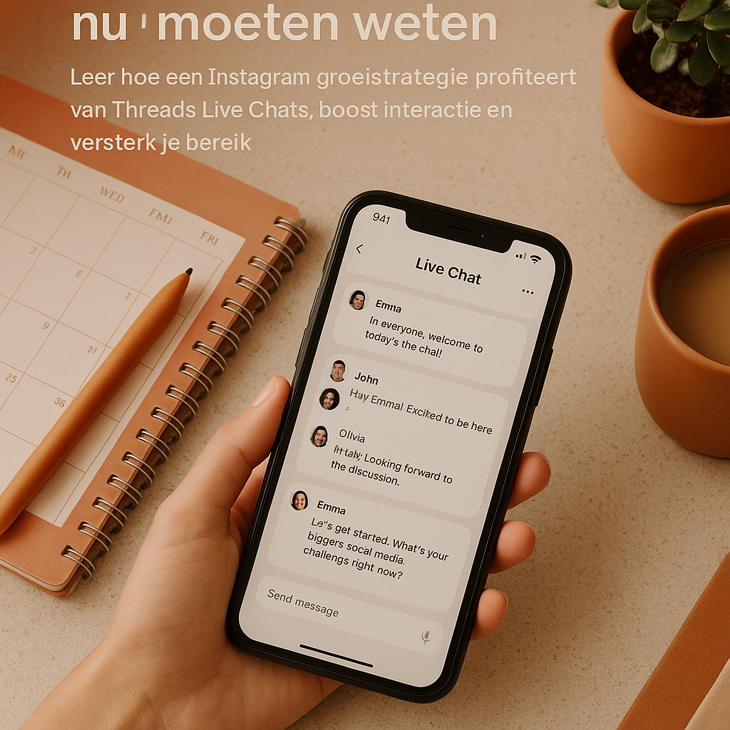 Een social media marketeer analyseert Threads Live Chats als onderdeel van een Instagram groeistrategie