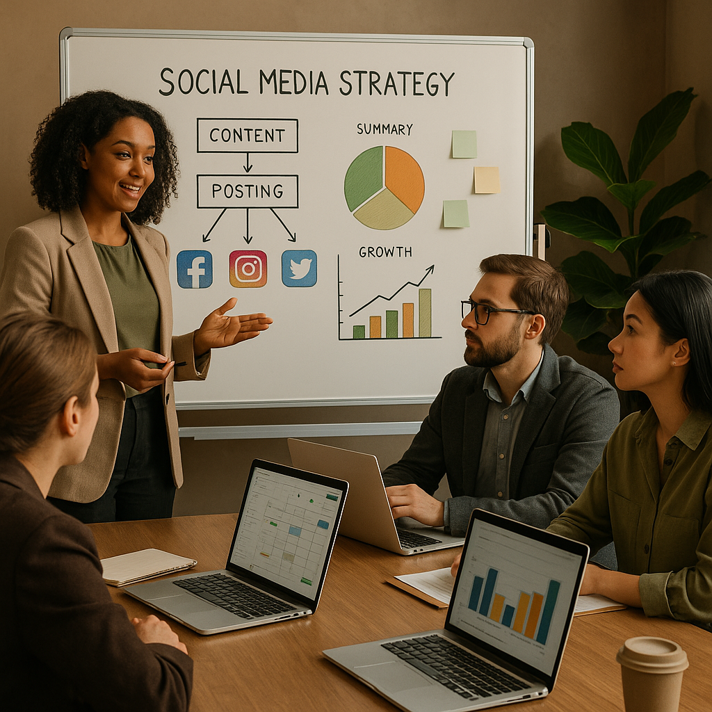 Vista de un panel de herramientas de programación para redes sociales con calendario de contenido, analíticas y programación de publicaciones en 2026