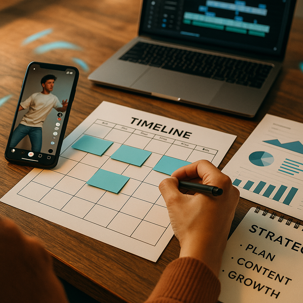Créateur consultant les mises à jour TikTok et des notes de timeline pour planifier sa croissance en 2026