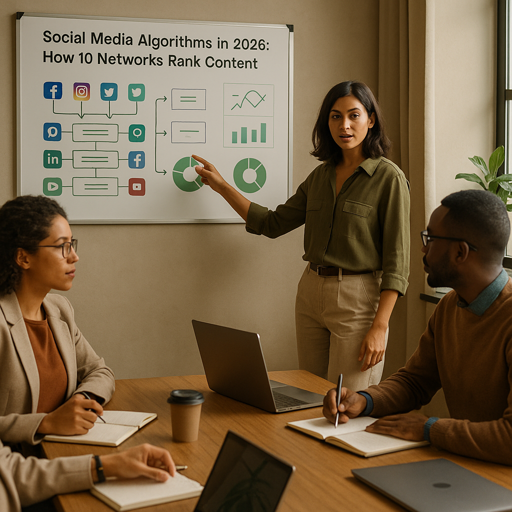 Dashboard showing social media algorithm ranking signals across multiple networks in 2026