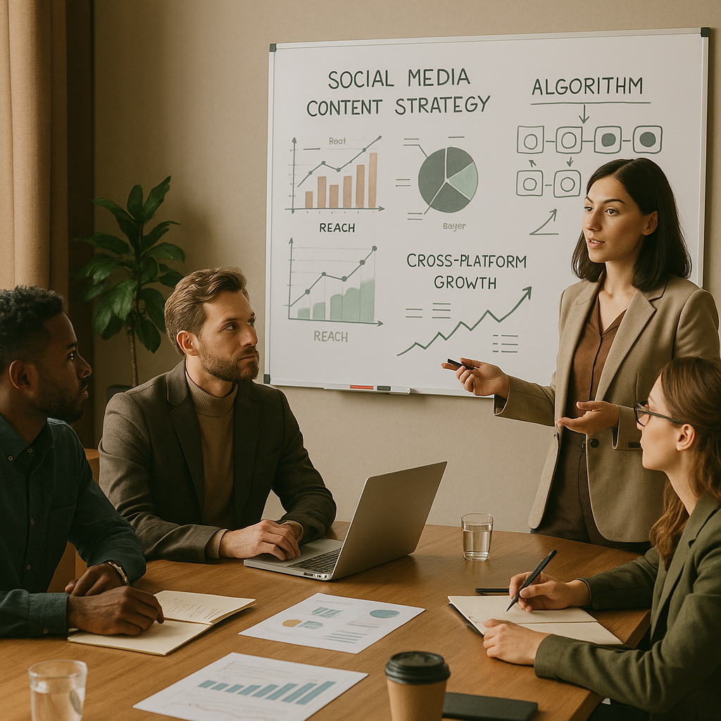 Dashboard met rangschikkingssignalen van social media algoritmes over meerdere netwerken in 2026