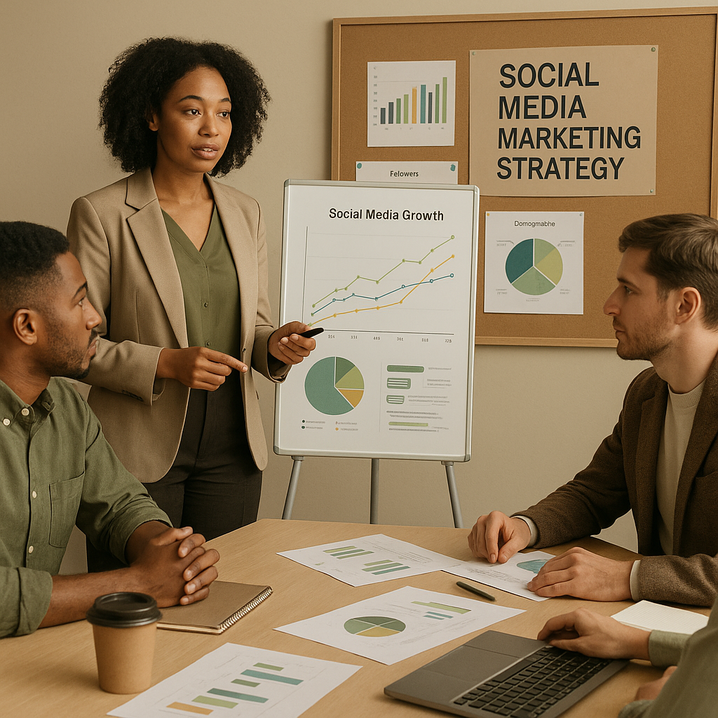 People engaging with social media analytics dashboard on screen