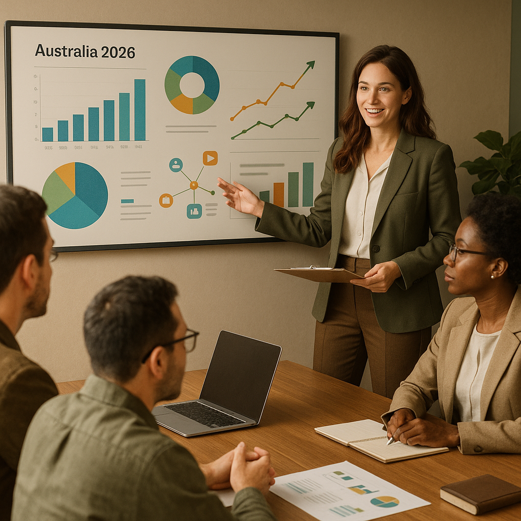 Analytics-dashboard met sociale media-demografie in Australië 2026