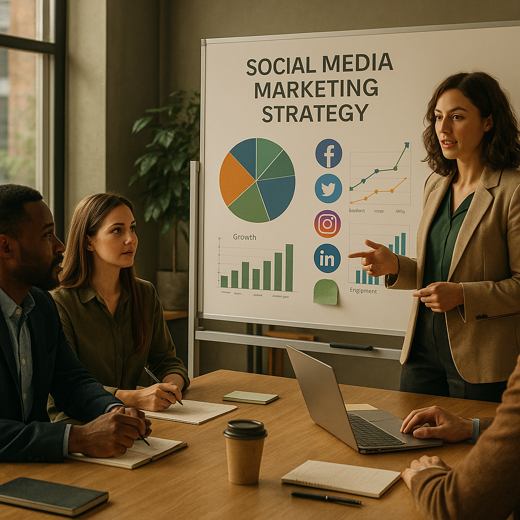 Illustration einer KI-gestützten Social-Media-App, die Doomscrolling reduziert und das Wohlbefinden der Nutzer verbessert