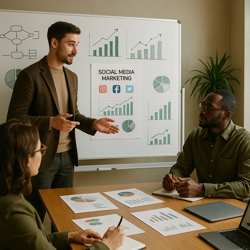 Abstracte pijlen die uit een pictogram van sociale media wijzen, symboliseert beleidsverandering en strategische aanpassing