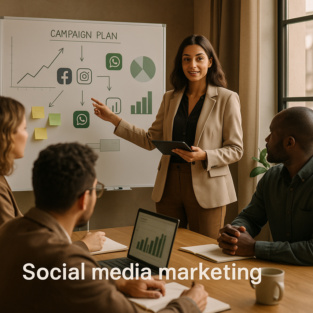 Imprenditore che gestisce messaggi di WhatsApp marketing su smartphone